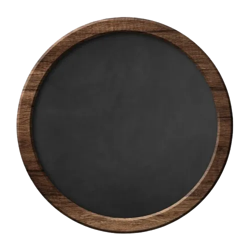 runde Tafel mit dunklem Holzrahmen